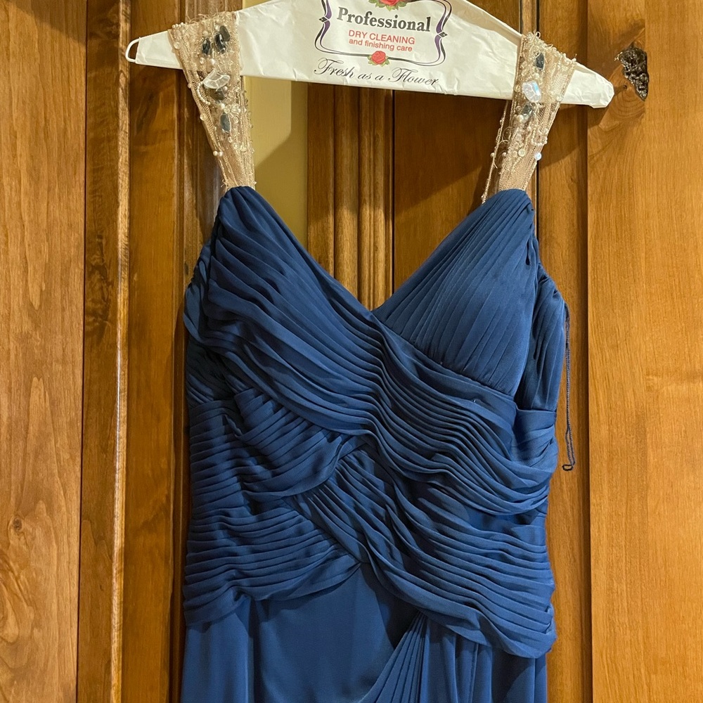 Adrianna Papell Collection - Maxi Short Sleeve - Sequin Straps - Blue Dress
